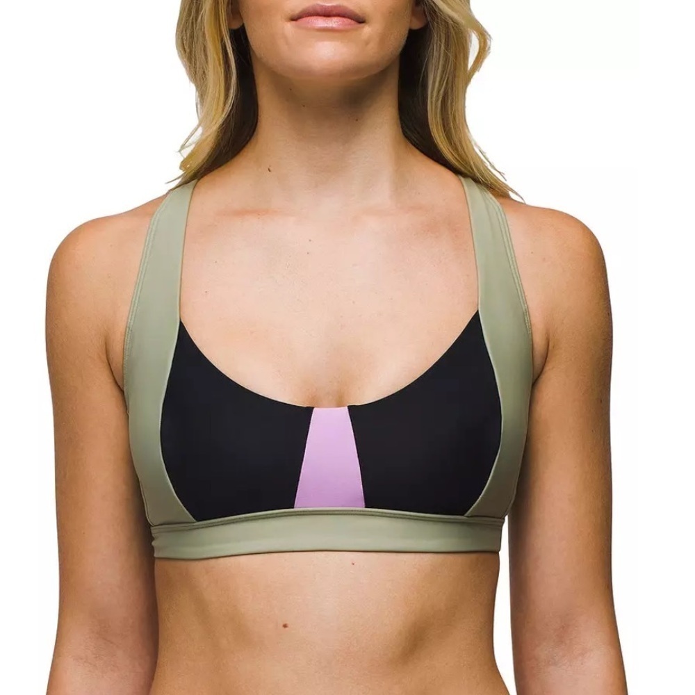 🌻NEW w/tags Prana XL Tulum Green Purple Black Color Block Bikini Top (3)
